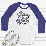 Winter Snow Raglan, Dashing Through The Snow with Tie Dye Snowflakes Design on premium Raglan 3/4 sleeve shirt, plus size, 2X, 3X