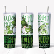 20 oz Skinny Tumbler, St Patrick's Day Gnome Tumbler, Gnome Tumbler, Irish Gnome tumbler, Lucky Gnome gift,, 20 oz Stainless Steel Tumbler