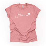 Nana Shirt, Gift for Nana, Nana with Heart Design, on a premium unisex shirt, 3 color choices, plus sizes available, gift for grandma