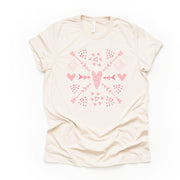 Valentine's Day Tee, Boho Valentine Arrows and Hearts Design on premium unisex shirt, 2 color choices, 2X, 3X, 4X, plus sizes available