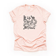 Christian tee, It Is Well With My Soul Christian design on premium unisex shirt, 2 color choices, 2X, 3X, 4X, plus sizes available