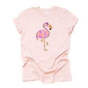 Flamingo Tee, Super Cute Orange Polka Dot Flamingo Summer Design on premium unisex shirt, 2 color choices, 2X, 3X, 4X, plus sizes available