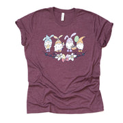 Easter Tee, Four Easter Gnomes with Daffodils, Easter Gnome Design, premium unisex shirt, 2 color choices, 2X, 3X, 4X, plus sizes available