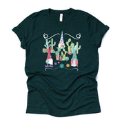 Gnome Shirt, Cute Gnomes in Cactus Garden, Cacti and Gnomes Design, premium unisex shirt, 3 color choices, 2X, 3X, 4X, plus sizes available