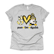 Dispatcher, Peace, Love, Dispatch Gnome, Dispatcher Gnome Design, premium Bella + Canvas unisex shirt, 2X, 3X, 4X,  plus sizes