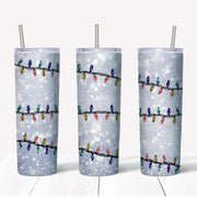 20 oz Skinny Tumbler, Christmas Lights Sublimation Tumbler, Metallic-Look Christmas Lights, Christmas gift, 20 oz Stainless Steel Tumbler