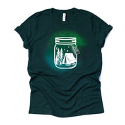 Beautiful Night Sky Tent Camping in Mason Jar, Camping Memories Design, premium unisex shirt, 3 color choices, 2X, 3X, 4X, plus sizes