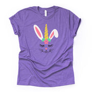 Easter Tee, Cute Unicorn Bunny Face, Unicorn Easter Bunny Design on premium unisex shirt, 2 color choices, 2X, 3X, 4X, plus sizes available