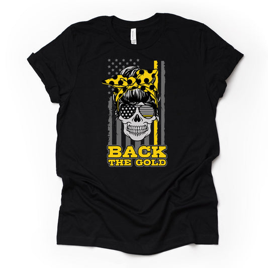Messy Bun, American Flag Dispatcher Tumbler, Back The Gold Dispatcher Design,premium Bella + Canvas unisex shirt, Skinny tumbler, plus sizes