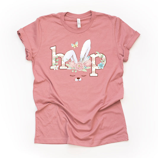 Easter tee, Easter Bunny Tee, Super Cute Easter Bunny HOP Design on premium unisex shirt, 3 color choices, 2X, 3X, 4X, plus sizes available