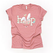 Easter tee, Easter Bunny Tee, Super Cute Easter Bunny HOP Design on premium unisex shirt, 3 color choices, 2X, 3X, 4X, plus sizes available