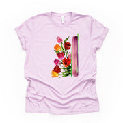 Spring Tulip tee, Beautiful Spring Tulips with Brush Strokes Design, premium unisex shirt, 3 color choices, 2X, 3X, 4X, plus sizes available