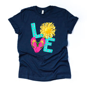 Summer Fun Tee, LOVE Summer Sun and Flip Flops Design on premium unisex shirt, 2 color choices, 2X, 3X, 4X, plus sizes available
