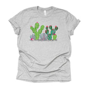 Cactus & Succulent Tee, Cute Cacti Southwest Design, premium Bella + Canvas unisex shirt, 3 color choices, 2X, 3X, 4X, plus sizes available