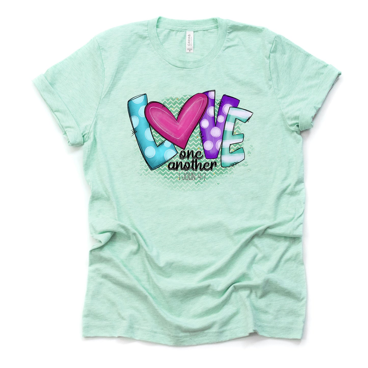 Valentine's Day Tee, LOVE One Another with Pink Heart Design on premium unisex shirt, 3 color choices, 2X, 3X, 4X, plus sizes available