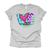 Valentine's Day Tee, LOVE One Another with Pink Heart Design on premium unisex shirt, 3 color choices, 2X, 3X, 4X, plus sizes available
