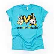 Dispatcher, Peace, Love, Dispatch Gnome, Dispatcher Gnome Design, premium Bella + Canvas unisex shirt, 2X, 3X, 4X,  plus sizes