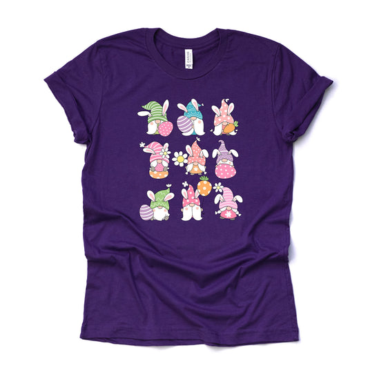 Easter Tee, Super Fun Easter Gnomes in a Row, Easter Gnomes Design, premium unisex shirt, 2 color choices, 2X, 3X, 4X, plus sizes available