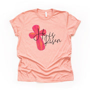Christian Easter Tee, Colorful Cross, He Is Risen Easter Design, premium unisex shirt, 2 color choice, 2X, 3X, 4X, plus sizes available