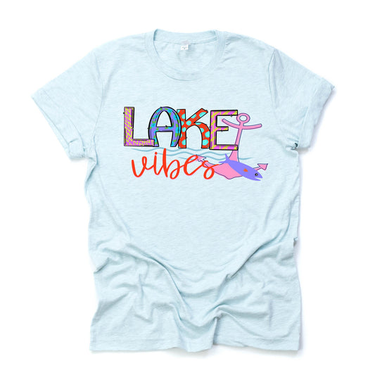 Lake Life, Super Fun Lake Vibes with Patterns Design on premium Bella + Canvas unisex shirt, 2 color choices, plus sizes available