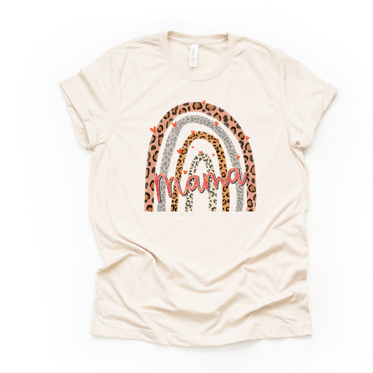 Cute Retro Leopard Print Mama Rainbow, Gift for Mom, Mom Design on premium unisex shirt, 2 color choices, 2X, 3X, 4X, plus sizes available