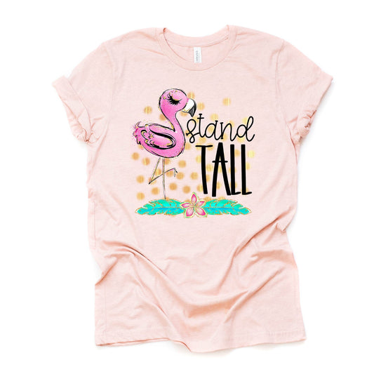 Flamingo Tee, Stand Tall Flamingo Design on premium unisex shirt, 2 color choices, 2X, 3X, 4X, plus sizes available