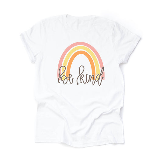 Be Kind, Retro Rainbow, Boho Rainbow Be Kind, Be Kind Movement design on premium unisex shirt, 2 color choices, 2X, 3X, 4X, plus size