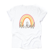 Be Kind, Retro Rainbow, Boho Rainbow Be Kind, Be Kind Movement design on premium unisex shirt, 2 color choices, 2X, 3X, 4X, plus size