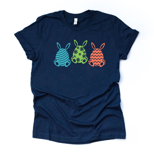 Easter Tee, 3 Cute Bunnies, Easter Rabbit, Chevron Bunny Design, premium unisex shirt, 2 color choices, 2X, 3X, 4X, plus sizes available