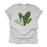 St Patrick's Day Tee, Super Fun St Patrick's Day Hearts Design on premium unisex tee, 2 color choices, 2X, 3X, 4X, plus sizes available