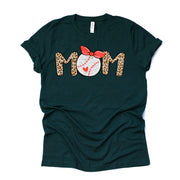 Baseball Mom, Super Cute Baseball Mom with Bow and Leopard Print Design on premium Bella + Canvas unisex shirt, plus sizes, baseball