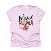 Blessed Mama, Cute Blessed Mama with Leopard Print and Flowers Design on premium Bella + Canvas unisex shirt, 2X, 3X, 4X, plus sizes