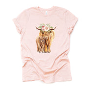 Highland Cow and Baby, Watercolor Highland Cow, Great Gift For Mom, Cow Design on premium Bella + Canvas unisex shirt, plus sizes, 3x, 4x