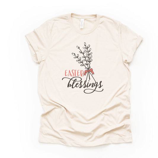 Easter Christian Tee, Cute Pussywillow Easter Blessings design on premium unisex shirt, 2 color choices, plus size