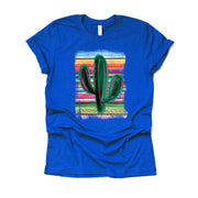 Cactus Tee, Cute Cactus on Serape Aztec Design, premium Bella + Canvas unisex shirt, 3 color choices, 2X, 3X, 4X, plus sizes available