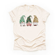 Gnomes Tee, Shabby Chic Gnomes in Retro Hats Design, premium Bella + Canvas unisex shirt, 3 color choices, 2X, 3X, 4X, plus sizes available