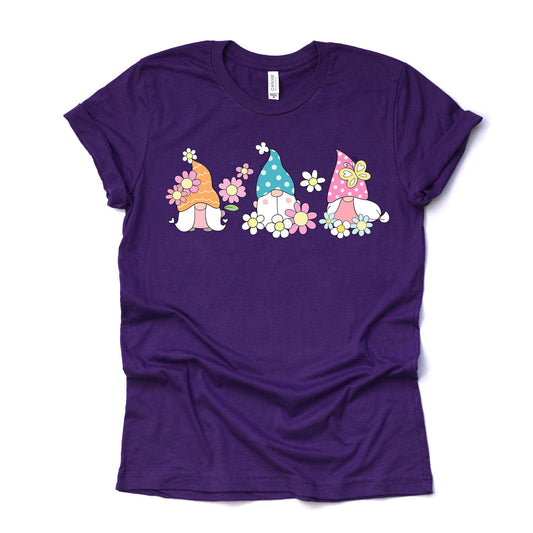 Spring Tee, Cute Spring Gnomes with Flowers Design, premium unisex tee, 2 color choices, 2X, 3X, 4X, plus sizes available