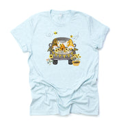 Bee Gnomes in Old Truck, Bee Kind Gnomes, Bee Gnome, Be Kind Design, premium unisex shirt, 2 color choices, 2X, 3X, 4X, plus sizes available