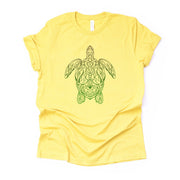 Green Ombre Turtle Mandala, Beautiful Turtle Mandala Design on premium Bella + Canvas unisex shirt, 3 color choices, plus sizes available
