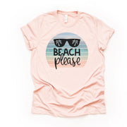 Summer Beach Tee, Retro Beach Sunglasses Tee, Beach Please Design on premium unisex shirt, 2 color choices, 2X, 3X, 4X, plus sizes available