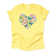 Spring Tee, Beautiful Butterflies in Heart Shape Design, premium unisex shirt, 3 color choices, 2X, 3X, 4X, plus sizes available