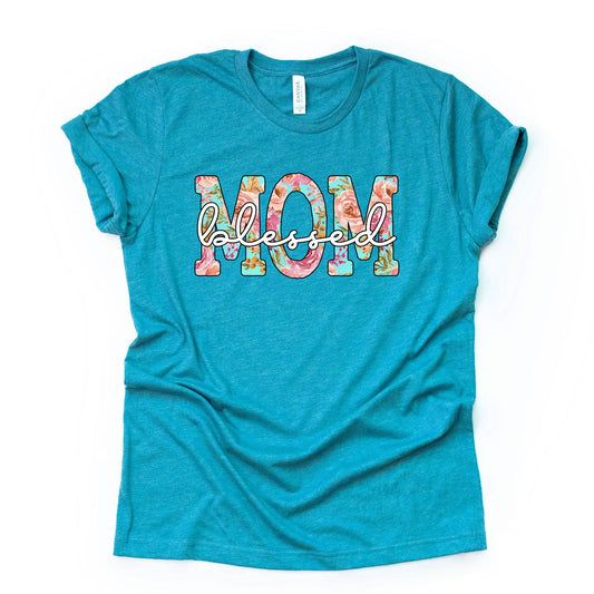 Blessed Mom, Cute Floral Mom, Gift for Mom, Blessed Mom Design on premium Bella + Canvas unisex shirt, 2X, 3X, 4X, plus sizes