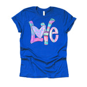 Christian Tee, Love Balloon Words, Tie Dye LOVE Design on premium Bella + Canvas unisex shirt, 3 color choices, plus sizes available