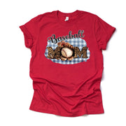 Baseball Mom, Cute Baseball Mom with Glove and Ball Leopard Print Design on premium Bella + Canvas unisex shirt, plus sizes, baseball