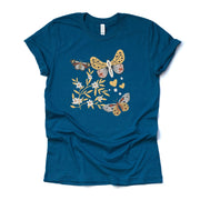 Butterfly Tee, Beautiful Boho Butterflies, Rustic Butterfly Design on premium unisex shirt, 3 color choices, plus sizes available
