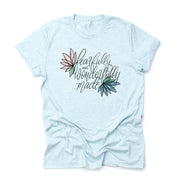 Christian Tee, Pretty Watercolor Fearfully and Wonderfully Made design on premium unisex shirt, 2 color choices, plus size