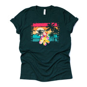 Beach Life, Fun Palm Tree Silhouette Beach Tee Design on premium Bella + Canvas unisex shirt, 2 color choices, plus sizes available