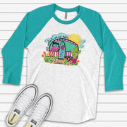 This World Is Not My Home, Cute Camper Raglan, World Is Not My Home Just Camping Design, premium Raglan 3/4 sleeve shirt, plus size, 2X, 3X