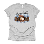 Baseball Mom, Cute Baseball Mom with Glove and Ball Leopard Print Design on premium Bella + Canvas unisex shirt, plus sizes, baseball