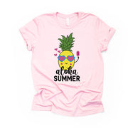 Summer Shirt, Super Cute Aloha Summer Pineapple Design on premium Bella + Canvas unisex shirt, 2 color choices, plus sizes available